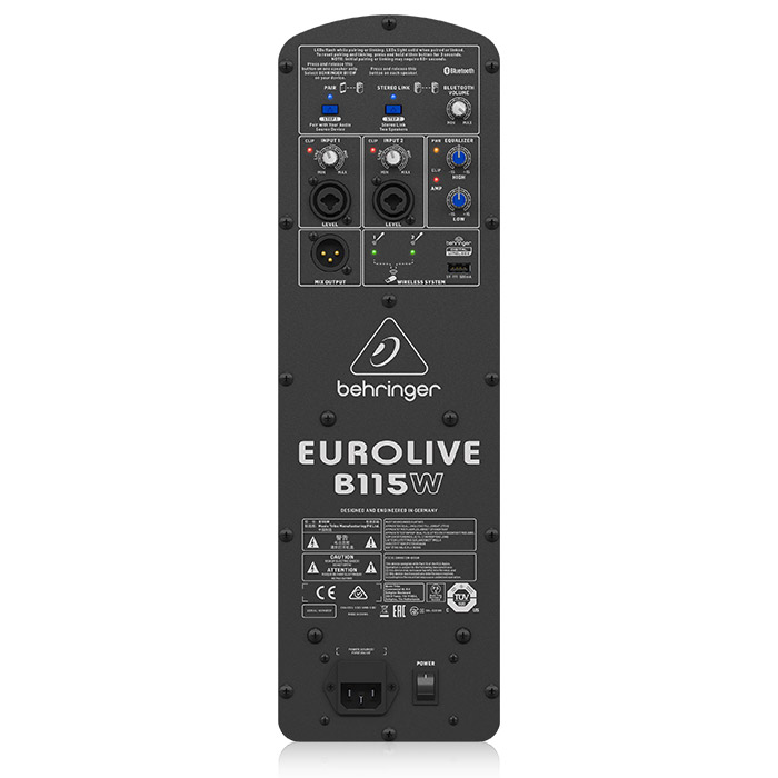 רמקול מוגבר Behringer EuroLive B115W עם 2 ערוצים ובלוטות